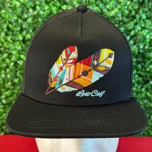 Lost Calf Mesh Back Ball Cap Natural Born Cowboy Tribal Embroidered Black